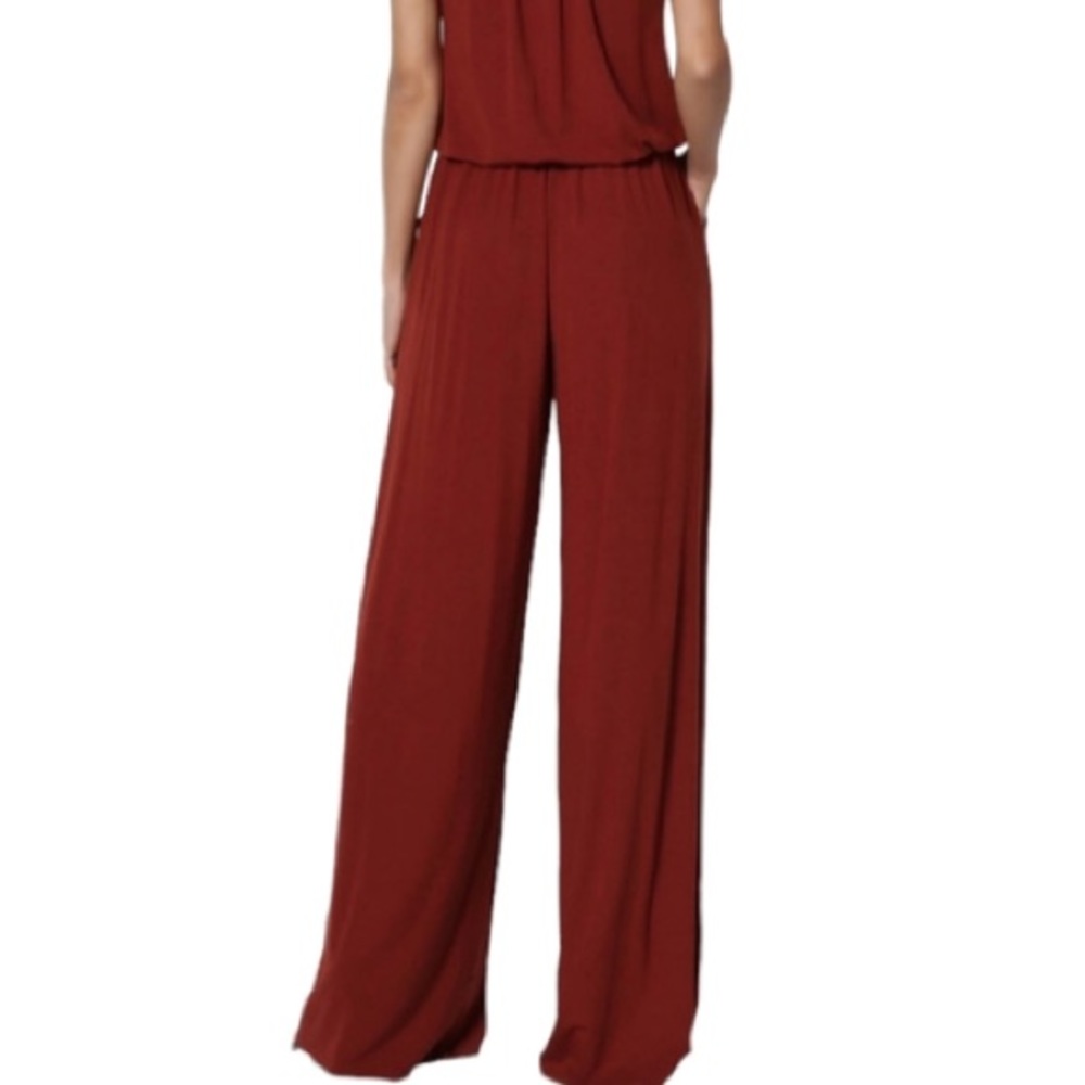 NEW! Zenana Outfitters Pleated Wide Leg Jumpsuit - Picture 4 of 6